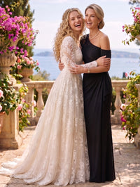 Lace Mermaid One Shoulder Short Sleeves Long Mother of the Bride Dresses