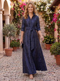 Jacquard A Line V Neck Long Sleeves Long Mother of the Bride Dresses with Bow