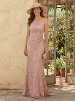 Lace Mermaid One Shoulder Sleeveless Long Mother of the Bride Dresses