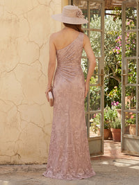 Lace Mermaid One Shoulder Sleeveless Long Mother of the Bride Dresses