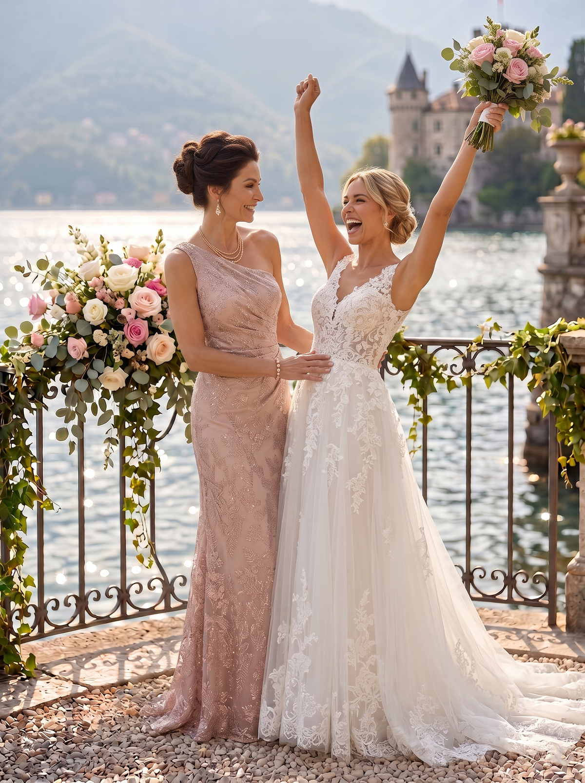 Lace Mermaid One Shoulder Sleeveless Long Mother of the Bride Dresses