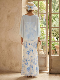 Floral Mermaid Long Mother of the Bride Dresses with Cape