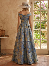 Jacquard Off the Shoulder A Line Long Mother of the Bride Dresses