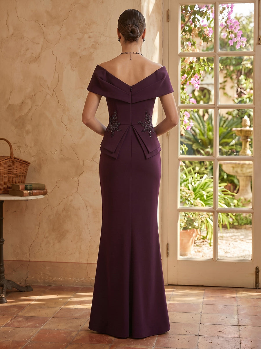 Satin Mermaid Off Shoulder Sleeveless Long Mother of the Bride Dresses