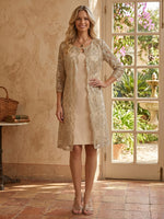 A Line V Neck 3/4 Sleeves Mother of the Bride Dresses with Jacket