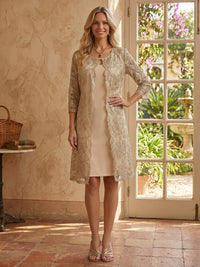 A Line V Neck 3/4 Sleeves Mother of the Bride Dresses with Jacket