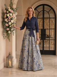 A Line V Neck Long Sleeves Mother of the Bride Dresses with Bow