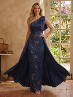 Mermaid One Shoulder Sleeveless Long Mother of the Bride Dresses with Bow