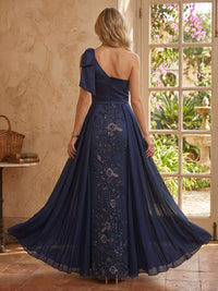 Mermaid One Shoulder Sleeveless Long Mother of the Bride Dresses with Bow