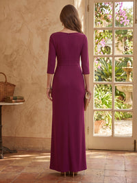 Satin Mermaid 3/4 Sleeves Mother of the Bride Dresses with Slit