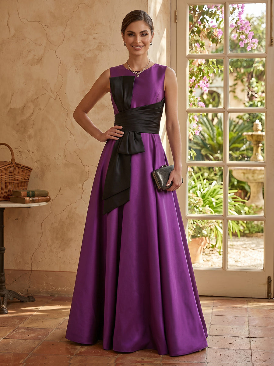A Line Round Neck Sleeveless Mother of the Bride Dresses