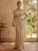 Sequin Mermaid V Neck Sleeveless Mother of the Bride Dresses
