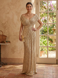 Sequin Mermaid V Neck Sleeveless Mother of the Bride Dresses