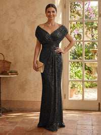 Sequin Mermaid V Neck Sleeveless Mother of the Bride Dresses