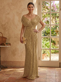 Sequin Mermaid V Neck Sleeveless Mother of the Bride Dresses