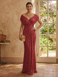 Sequin Mermaid V Neck Sleeveless Mother of the Bride Dresses