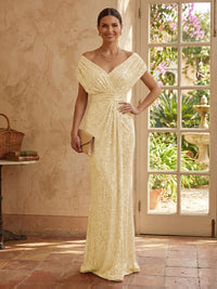 Sequin Mermaid V Neck Sleeveless Mother of the Bride Dresses