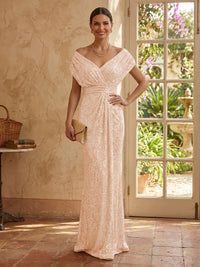Sequin Mermaid V Neck Sleeveless Mother of the Bride Dresses