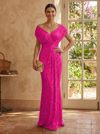 Sequin Mermaid V Neck Sleeveless Mother of the Bride Dresses