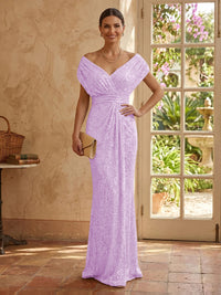 Sequin Mermaid V Neck Sleeveless Mother of the Bride Dresses