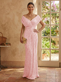 Sequin Mermaid V Neck Sleeveless Mother of the Bride Dresses
