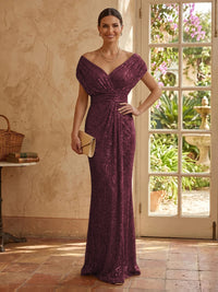 Sequin Mermaid V Neck Sleeveless Mother of the Bride Dresses