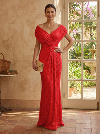 Sequin Mermaid V Neck Sleeveless Mother of the Bride Dresses