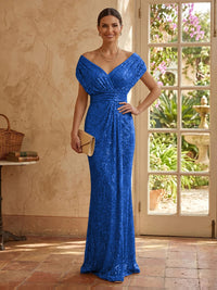 Sequin Mermaid V Neck Sleeveless Mother of the Bride Dresses