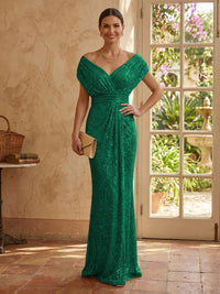 Sequin Mermaid V Neck Sleeveless Mother of the Bride Dresses