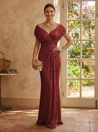 Sequin Mermaid V Neck Sleeveless Mother of the Bride Dresses