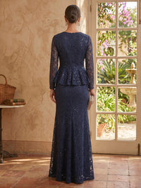 Mermaid Round Neck Long Sleeves Mother of the Bride Dresses with Jacket