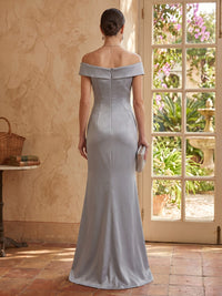 Mermaid Satin Off Shoulder Sleeveless Mother of the Bride Dresses