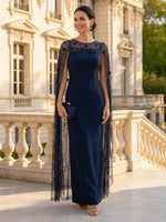 Satin Strapless Mermaid Long Mother of the Bride Dresses with Cape