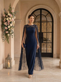 Satin Strapless Mermaid Long Mother of the Bride Dresses with Cape