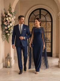 Satin Strapless Mermaid Long Mother of the Bride Dresses with Cape