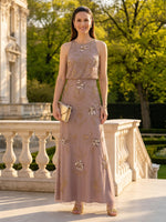 Tulle Sleeveless A Line Round Neck Long Mother of the Bride Dresses