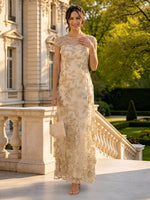 Lace Applique A Line Short Sleeves Long Mother of the Bride Dresses