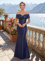 Mermaid Off Shoulder Sleeveless Long Mother of the Bride Dresses