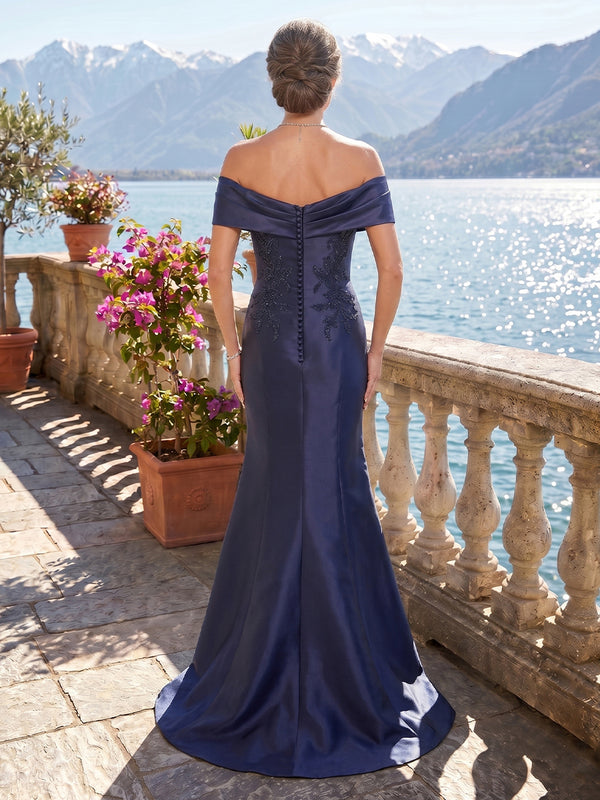 Mermaid Off Shoulder Sleeveless Long Mother of the Bride Dresses