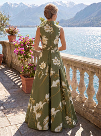 A Line High Neck Sleeveless Long Mother of the Bride Dresses