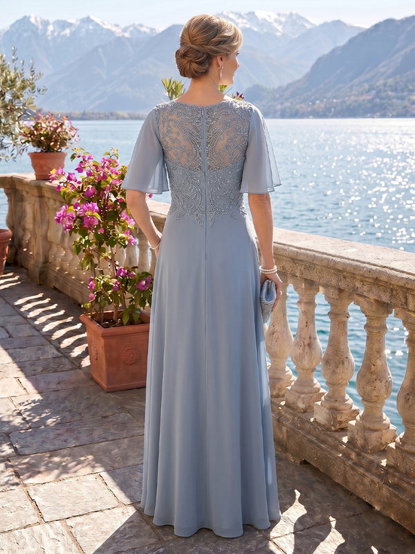 A Line Sweetheart Short Sleeves Long Mother of the Bride Dresses