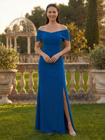 Mermaid Off Shoulder Sleeveless Mother of the Bride Dresses with Slit