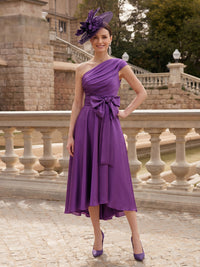 A Line One Shoulder Sleeveless Mother of the Bride Dresses with Bow