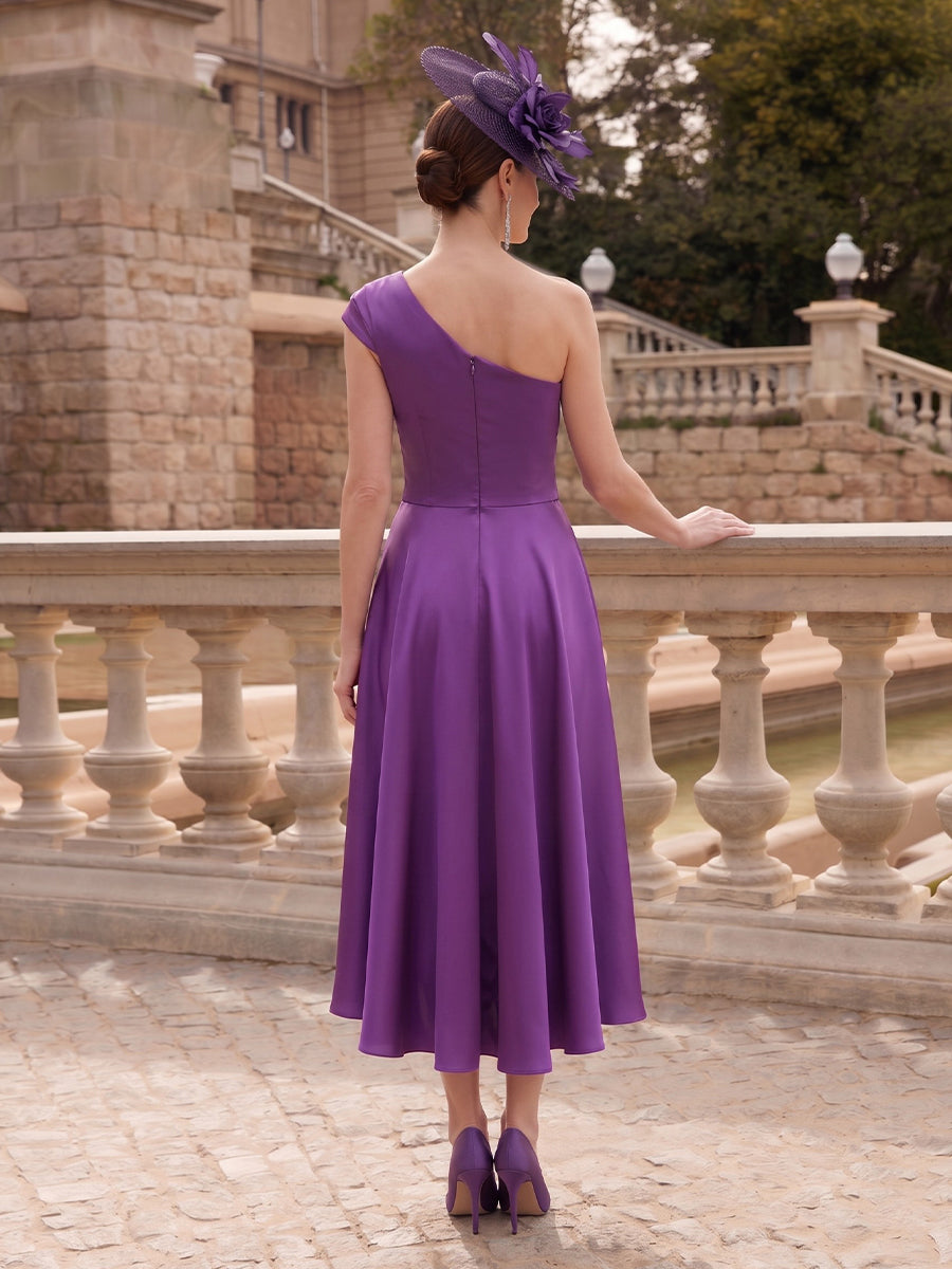 A Line One Shoulder Sleeveless Mother of the Bride Dresses with Bow