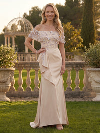 Mermaid Off Shoulder Sleeveless Mother of the Bride Dresses with Flower