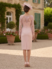 Mermaid Round Neck Long Sleeves Tea Length Mother of the Bride Dresses