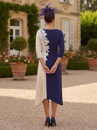 A Line Square Neck 3/4 Sleeves Midi Length Mother of the Bride Dresses