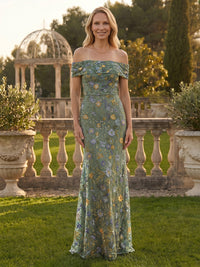 Mermaid Off Shoulder Sleeveless Long Mother of the Bride Dresses
