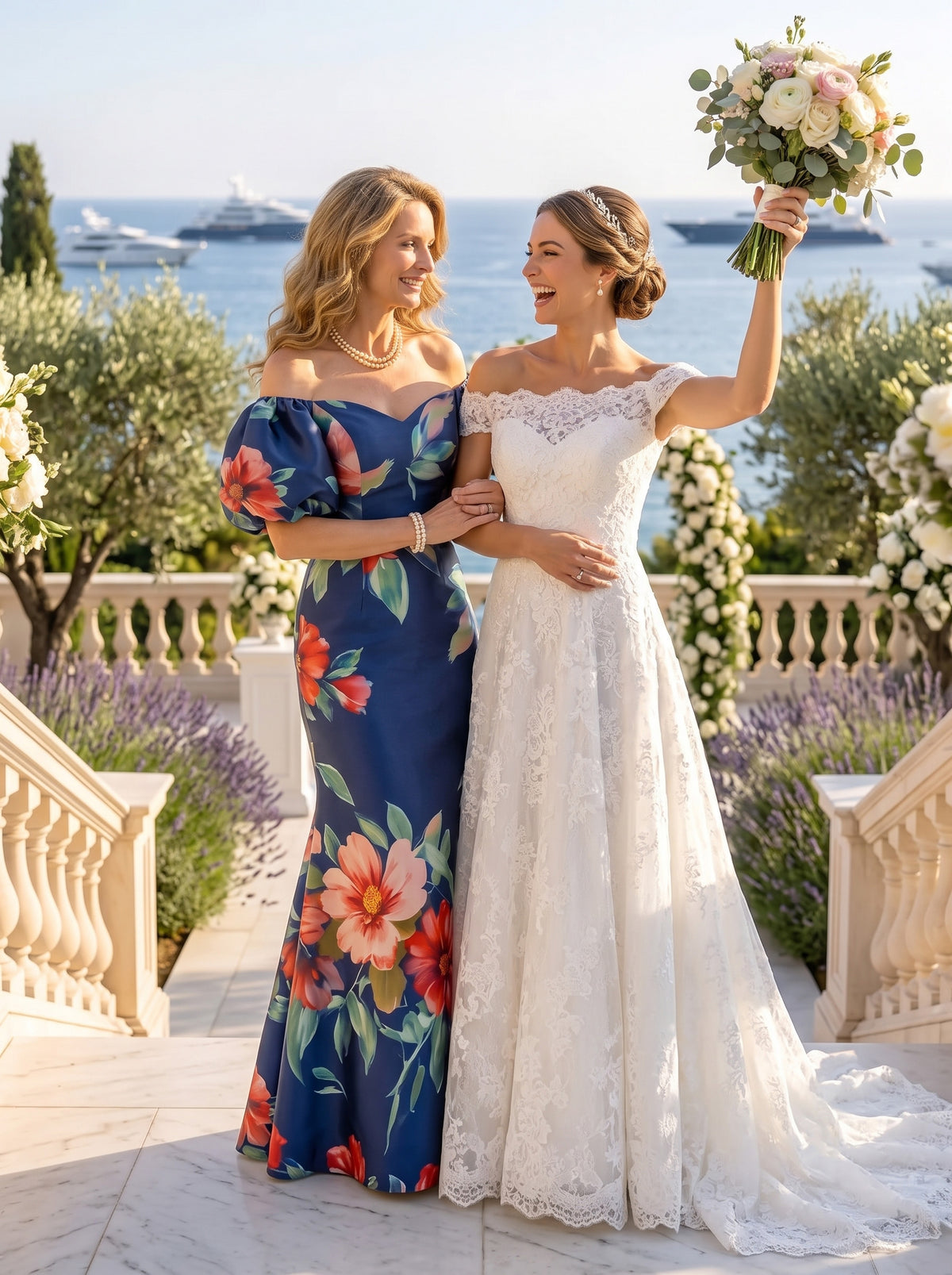 Jacquard Satin Off the Shoulder Short Sleeves Mermaid Floor Length Mother of the Bride Dresses