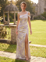 Jacquard Sheath/Column One Shoulder Mother of the Bride Dresses  with Slit